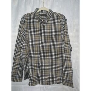 Express‎ Mens Large Long Sleeved Black White Plaid Shirt